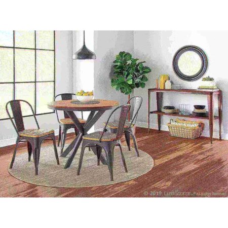Lumisource X Pedestal Dinette Table with Grey Metal and Medium Brown Bamboo DT-XPEDSTL GYBN